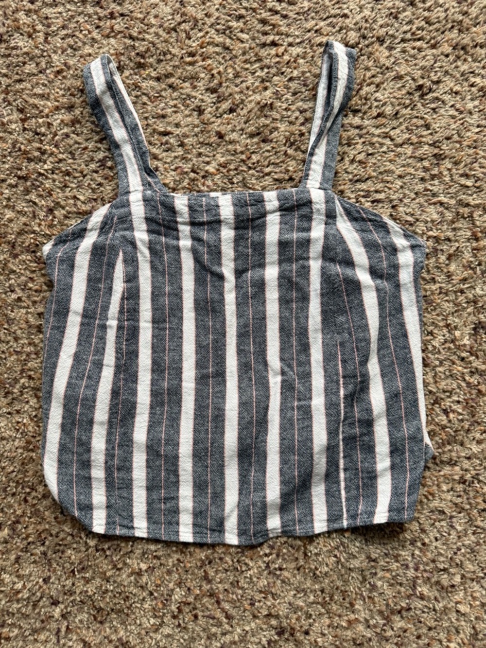 LOFT Black and White Striped Square-Neck Tank